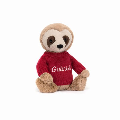 Jellycat Bashful Sloth with Red Jumper Australia | 790214AZR